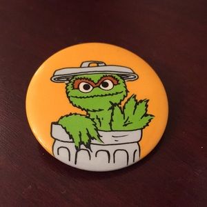 Vintage Muppets Oscar the Grouch Trash Can Pin Clip on Brooch Jewelry Accessory